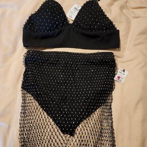 2 piece rhinestone outfit